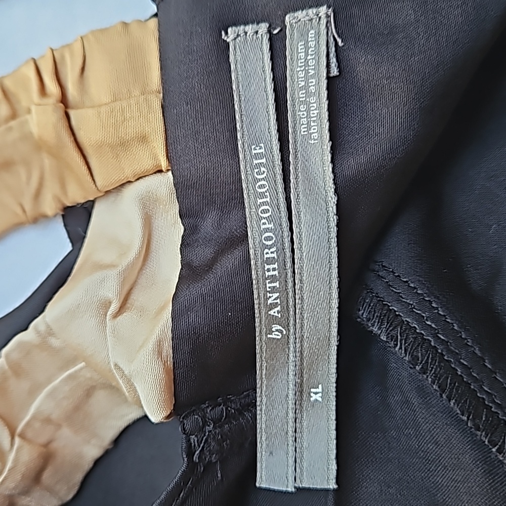 Anthropologie Black Mini Slip Dress with Cream Bust Detail - Picture 5 of 6